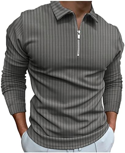 WOCACHI 2022 חולצות פולו לגברים, שרוול ארוך וינטג