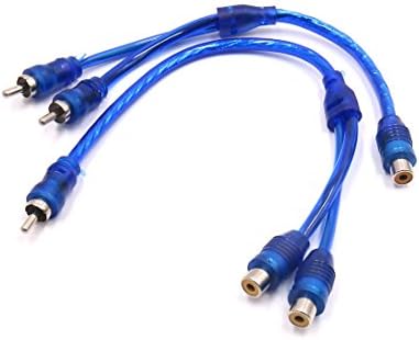 UXCELL A17070300UX0615 2 יחידות כחול נקבה כחולה לזכר RCA מתאם מתאם רכב רכב סטריאו y חוט כבלים 2 חבילה