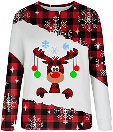 צווארון עגול חג המולד חולצות חמוד חולצות ארוך שרוול סוודר גרפי חולצות טרנדי רופף נשים סווטשירט