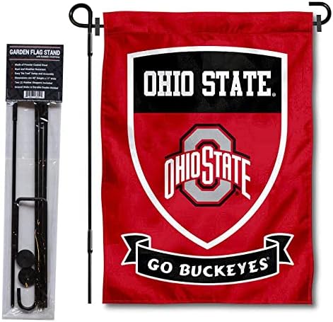 אוניברסיטת מדינת אוהיו Go Buckeyes Shield Garden Flag and Flag Stand Stand Ste
