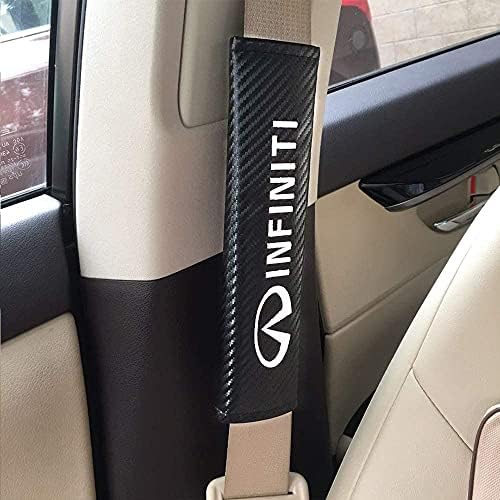 כיסויי חגורת בטיחות של Lucasng לאינפיניטי, 2 יחידות סיבי פחמן שחור מכונית חגורת בטיחות כיסוי רפידות