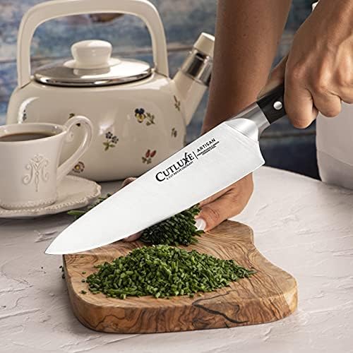 סכין חיתוך קטלוקס וסכין שף-פלדה גרמנית פחמן גבוהה מזויפת-טאנג מלא וחד כתער - עיצוב ידית ארגונומית-סדרת