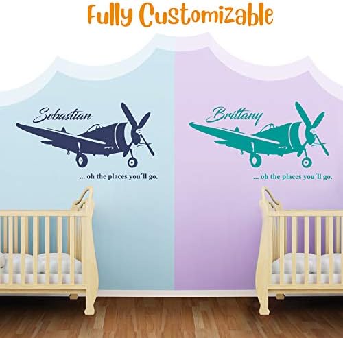 נושא הובלה בשם מותאם אישית - מטוס בשמיים לתינוק שלי - תינוק/ילדה - משתלת מדבקות קיר לילדי חדר