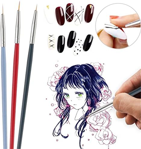 Lukeo 3PCS ניילון צביעה מברשות ידית עץ מברשת צבע בגודל שונה עט קו עט לשמן צבעי מים אקרלי ציור אקרילי