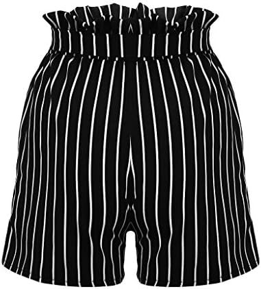 IYYVV נשים פס דפסת כיס תחבושת מותניים גבוהה מכנסיים קצרים אלסטיים קלים