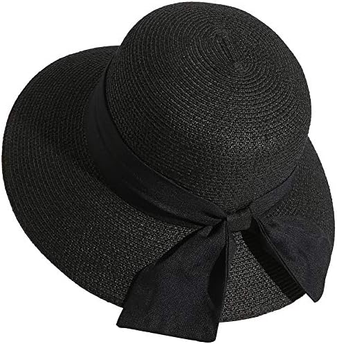 כובעי שמש של Lanzom לנשים כובע קש רחב שוליים כובע חוף קיץ כובע אריזה מתקפלת לטיולים בחוץ