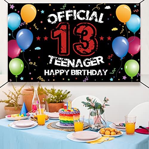 קישוט יום הולדת 13 לבנים בנות, באנר רקע יום הולדת 13 שמח, שלט חצר רשמי של נער 13 מסיבת יום הולדת, אבזרי