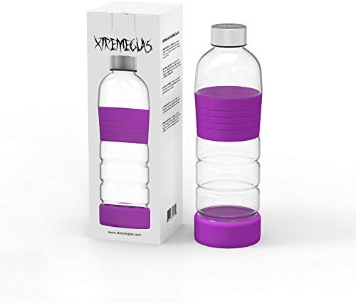Xtremeglas 32 גרם בקבוק מים זכוכית עם שרוולי סיליקון 1 ליטר בקבוק מים זכוכית זכוכית נירוסטה מכסה BPA חינם