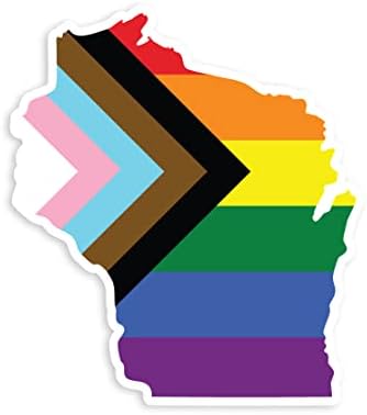 משחק מיליין רלוונטי ויסקונסין התקדמות גאווה דגל LGBT - חלון נצמד סטטי תוסס - 6 אינץ '