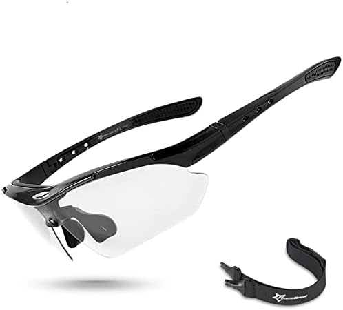 משקפי שמש ספורט פוטוכרומיים לגברים משקפי רכיבה על אופניים משקפי שמש, עם רצועה אלסקית נשלפת