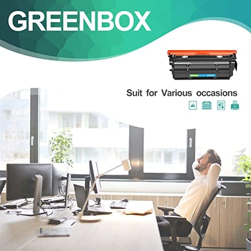 GreenBox תואם 655A החלפת מחסנית טונר בתשואה גבוהה לתשואה 655A CF451A לארגון צבע M652N M652