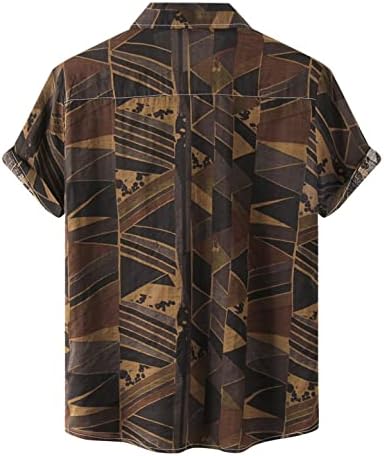 חולצות הוואי גברים, חולצות כפתור לגברים עם שרוול קצר טלאים מזדמנים טלאים מודפסים חולצות דש קיץ מודפסות חולצות