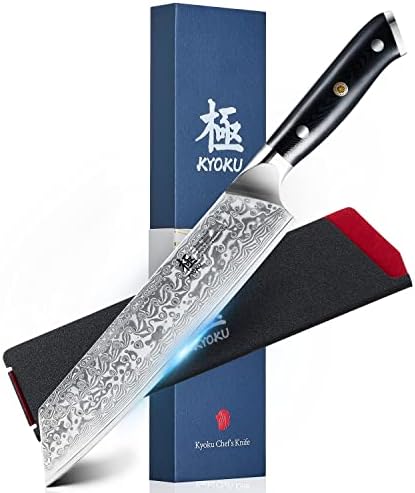 סדרת קיוקו ג 'ין סכין קירצוקה, 8.5 סכין שף, סכין מטבח נירוסטה יפני 10 דמשק עם להב יון כסף גרם 10