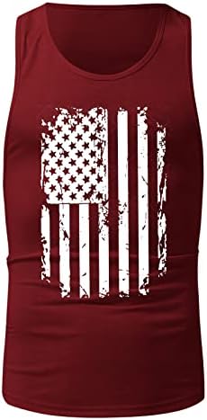 גופיות גרפיות של 4 ביולי לגברים דגל אמריקאי טיז גרפיקה קיץ אימון ללא שרוולים שריר אתלטי מנותק חולצה