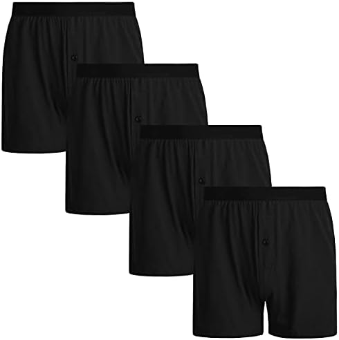 מכנסי בוקסר סרוגים כותנה של גברים סרוגים מכנסיים קצרים רופפים תחתוני טרקלין רכים 4-חבילות