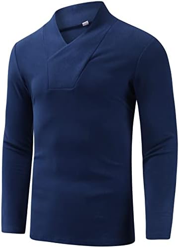 XXBR סוודר צוואר Mock לגברים, 2022 כותנה אלסטית כותנה דק-כושר צבע אחיד v דחיסת צוואר צוואר