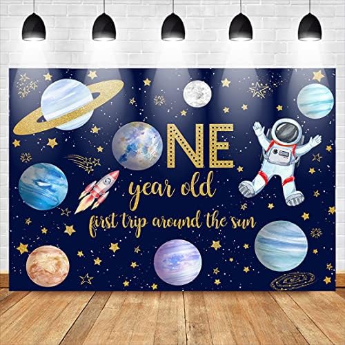 אווזאנו ראשון טיול סביב השמש יום הולדת רקע ילד חלל החיצון בן שנה יום הולדת רקע קישוטי גלקסי 1 יום