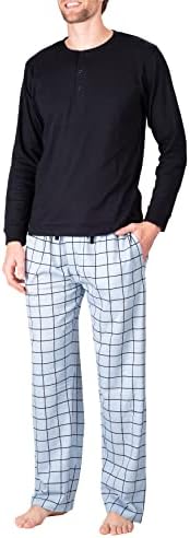 פיג'מה של פיג'מה של Sleephero Sleephero Set Pajamas לגברים 2 חתיכות PJ סט עם גברים סרוגים כותנה מכנסי פיג'מה