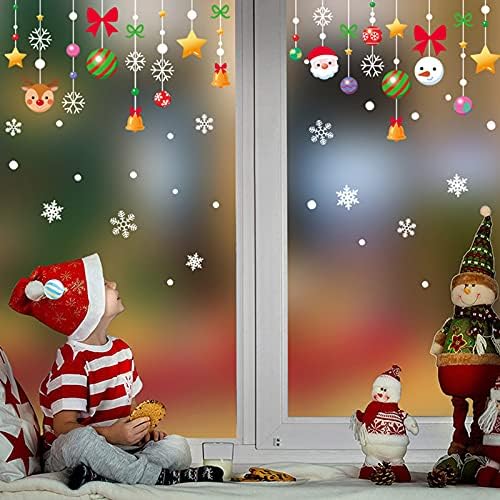 טפט לחג המולד שמח קריקטורה סנטה שלג איש תליון קניון קניון מדבקה מדבקות חלון זכוכית מדבקות כנופיות