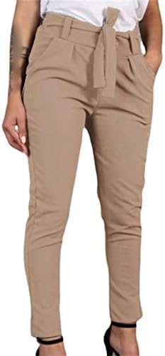 Maiyifu-GJ למותניים גבוהות מותניים עם מכנסי עיפרון עטופים מזדמנים מכנסי משרד עצמי מזדמנים מכנסיים צבע אחיד צבע