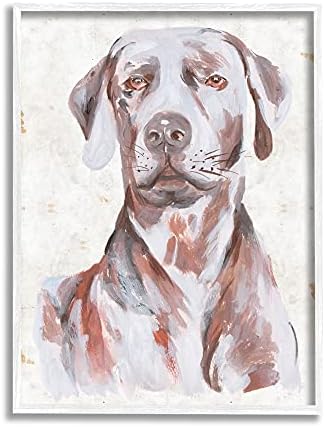 תעשיות סטופל בית כלב כלב חיות מחמד דיוקן לברדור ציור טון רך, עיצוב מאת מליסה וואנג לבן ממוסגר אמנות