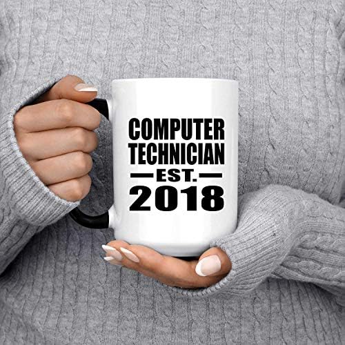 טכנאי מחשבים עיצובי הוקם אסט. 2018, 15 עוז צבע שינוי ספל חום רגיש קסם תה-כוס ידית, מתנות יום הולדת