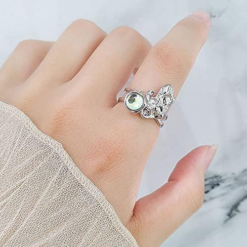 2023 טבעת קשר חדשה טבעת סטרלינג ירח סטרלינג טבעת קשת מתכווננת טבעת ירח סינטטי מתנה תכשיטים טבעת