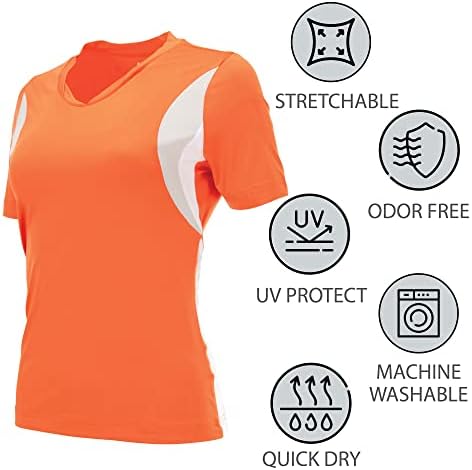 חולצת טריקו של שרוול קצר של נשים עם צווארון v רופף התאמה כושר פעילה DRI-FIT לחות לחות אימון יוגה עליון