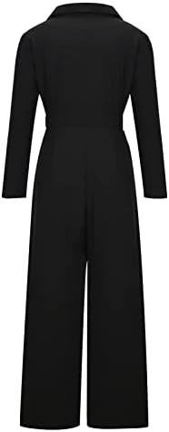 נשים שורשיות סרבלים לבושות נ 'שרוול ארוך חליפה עסקית מוצקה רופפת מכנסיים ארוכים מכנסיים עם כיסים