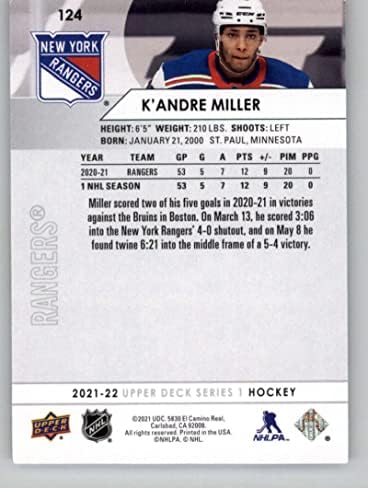 2021-22 סיפון עליון 124 K'Andre Miller New York Rangers Series 1 כרטיס מסחר בסיס הוקי NHL