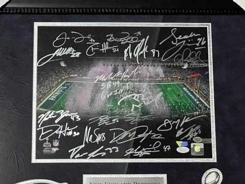 פטריוטס ניו אינגלנד סופרבול XLIX צוות חתום תצלום ממוסגר ל- 16x20 JSA - תמונות NFL עם חתימה