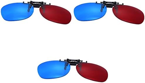 אדום כחול 3 קליפ על משקפיים מסגרת 3 יחידות ציאן אנאגליף 3 משקפיים קוצר ראייה מיוחד סטריאו קליפ משקפיים תליית