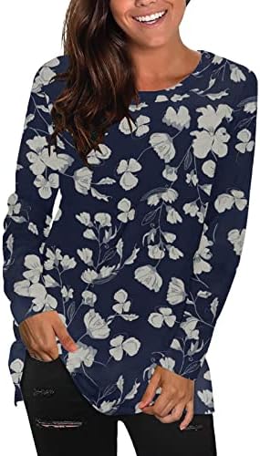 נשים 2023 אביב אופנה חולצות מתגנדר מזדמן צווארון עגול סווטשירט מוצק פסים ארוך שרוול רופף סוודר חולצות