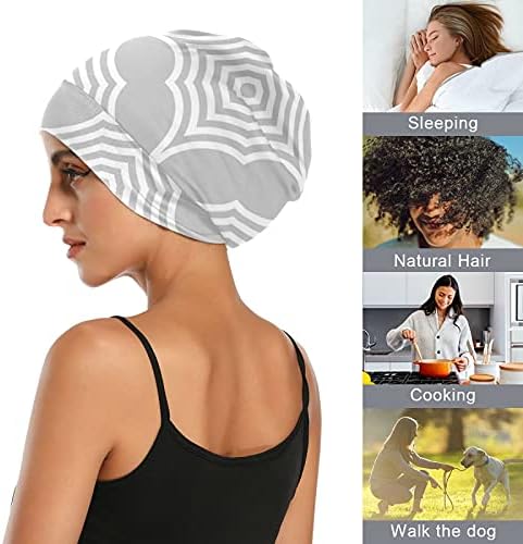 כובע עבודות זרעים כובע שינה כפיות מצנפת קישוט גיאומטרי אפור לנשים לעטוף לילה בגדי שיער