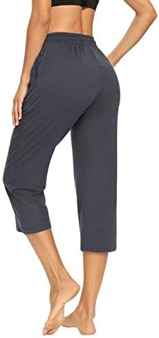 מכנסי יוגה של Noahella Capri לנשים לנשים רחבות רגל מכנסי יבול מכנסי טרנינג קפריס מכנסי טרקלין אימון