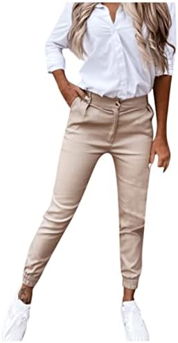 מכנסי טרנינג צמודים לנשים מכנסיים באורך מלא בצבע אחיד מכנסי אימון מותניים מכנסיים למתוח מכנסיים