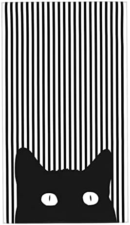 מר טום חתול חמוד מגבות פנים מפוסות מגבות חתול שחור מגבות מיקרופייבר מגבות רחצה רכות סופגות מגבות