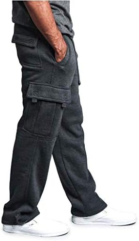 מכנסי מטען פליס משקל כבד לגברים מכנסי טרנינג רופפים מכנסי ספורט מכנסיים אימון מטען זיעה מכנסיים עם כיסים