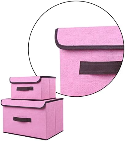 קבילוק קופסאות אחסון מתקפלות 1 סט2 יחידות ואחסון עם שקיות גודל פשתן מכסה מתקפל בגדים ארגונית קטנה גדולה