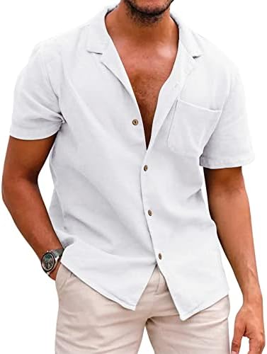 חולצת ZDFER הוואי לגברים, צמרות רופפות מזדמנים של קיץ שרוול קצר כותנה כותנה כותנה למטה חולצות חופשות חוף