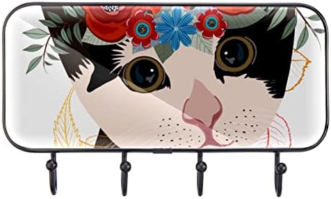 מחזיק מגבות קיר רכוב מדף מגבות עיצוב אמבטיה חלוקת חלוקת חלוק בגדים חתול מקסים בזר פרחים מארגן