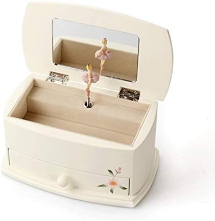 Myingbin קופסאות עץ צבועות ביד קופסאות אחסון תכשיטים קופסת מגירת תכשיטים סיבוב בלט נערת פרחים קופסת מוסיקה
