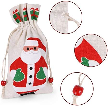 Jollystyle 10 pcs שקיות מתנה לחג המולד - שימוש חוזר בסנטה קלאוס איש שלג של שלג, גבר זנגוויל איש ממתקים שקיות יוטה