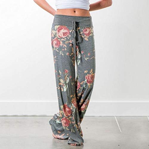 מכנסי יוגה Wocachi לנשים, נשים הדפסת אופנה מכנסיים פרחוניים נשים אביב אביב רגליים רחבות יוגה מכנסיים