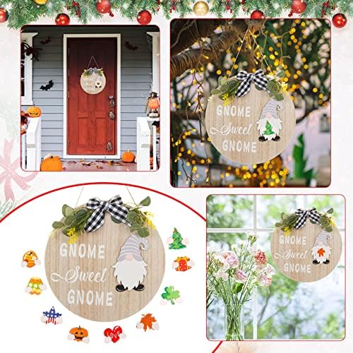 חתיכות גנום ifotime עץ דלת עם קולבים להחלפה לוגו לוגו תליון עונתי כדורי חג מולד גדולים
