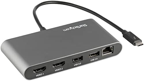 Startech.com Thunderbolt 3 Dock Mini - תחנת עגינה ניידת כפולה ניידת w/HDMI 4K 60Hz, 2x USB -A Hub,