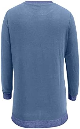 אביב חולצות לנשים 2023 מקרית קלאסה טוניקת חולצות טלאי צבע בלוק ארוך שרוול צווארון עגול סוודר חולצות