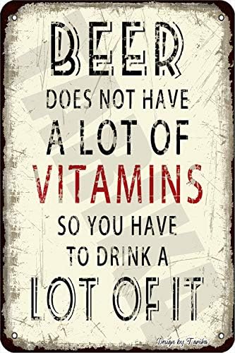 בירה אין הרבה ויטמינים אז אתה צריך לשתות הרבה ממנו מראה וינטג ' 20 על 30 ס מ מתכת קישוט פוסטר סימן לבית מטבח אמבטיה