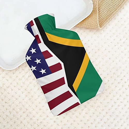 דגל אמריקאי ואפריקני זריקת מים קטיפה גומי שקית מים חמים בקבוק מים חמים ניידים