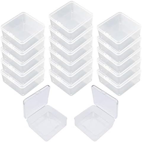 Goodma 18 חלקים מרובעים מיני ריקים מיני מארגן פלסטיק מכולות אחסון קופסאות אחסון עם מכסים צירים